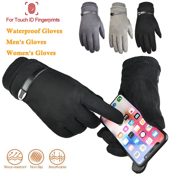 

winter gloves ski gloves plush warm cashmere full finger mittenstouch screen driving motorcycle riding sports glove d40, Black