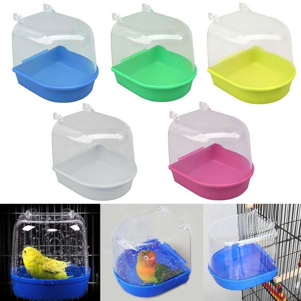 

asypets pet hanging water bath tub for small bird parrots cage