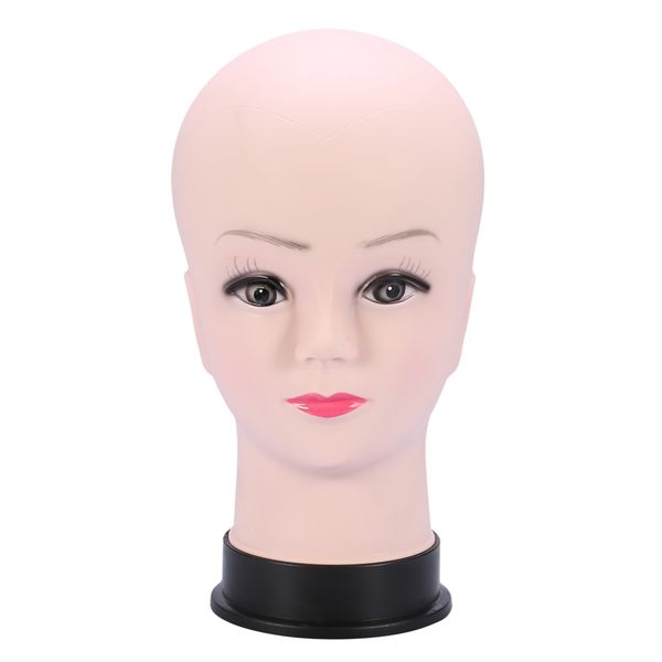 

pvc mannequin head model female wig making hat display with base eyelash makup practice traning manikin bald head model