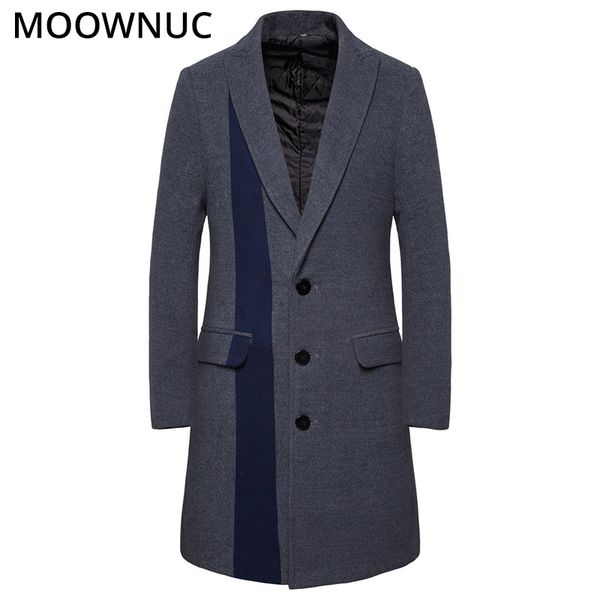 

smart casual moownuc woollen overcoat patchwork male men's clothes men's coats winter autumn fashion business high-quality mwc, Black