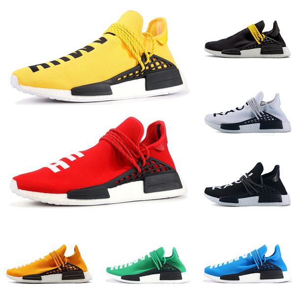 

wholesale pw human race pharrell williams men women running shoes yellow red blue black white mens trainer breathable sports sneakers
