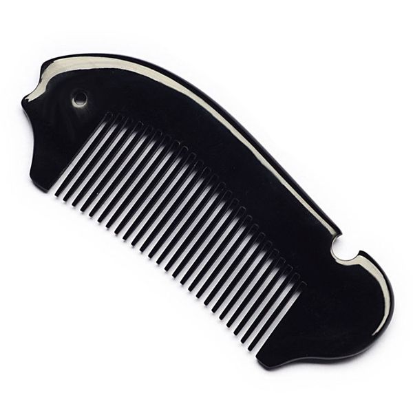 

1pc 12.5cm boutique creative fish-shaped horn comb portable massage bag comb g0425, Silver