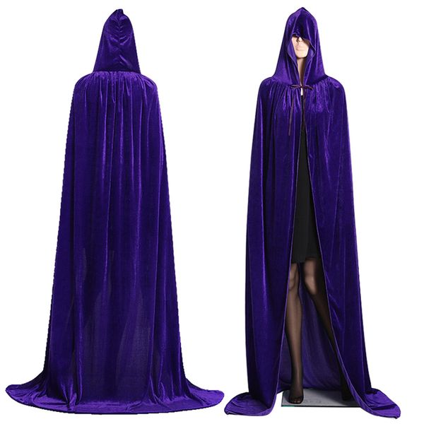 

party supply witch long purple green red black halloween cloaks hood and capes halloween costumes for women men