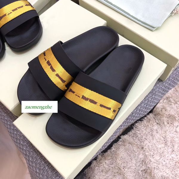 

горячая модельер off повседневной обуви крытый пляж тапочки белой печать пару обуви с коробкой, Black