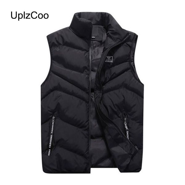 

uplzcoo 2019 men's vest winter men jacket sleeveless solid zipper army male slim fit waistcoat winter coat large size 4xl fm139, Black;white