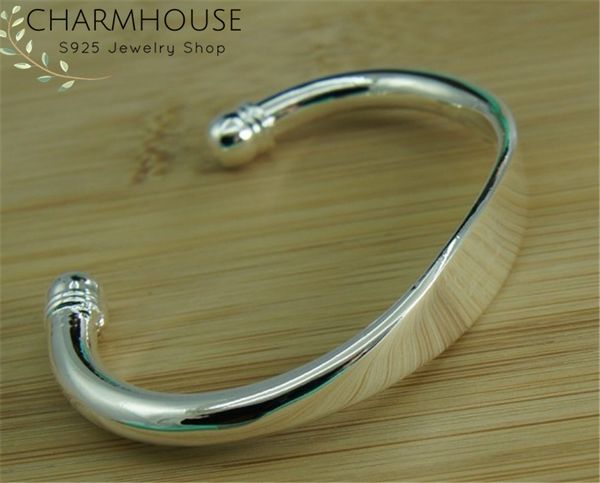

solid 925 silver bangles & bracelets for women brand cuff bangles adjustable wristband pulseira fashion jewelry accessories gift, Black