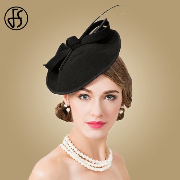 

fs 100% wool hat for black women elegant formal fascinators vintage felt fedoras ladies wedding hats pillbox female cap, Blue;gray