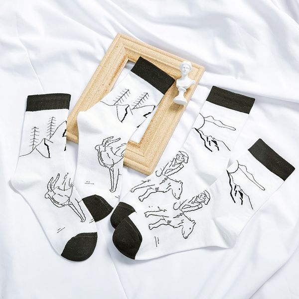 

new summer thin white socks women korean japanese harajuku socks girls preppy style mid-tube cotton sock skarpetki damskie, Black;white
