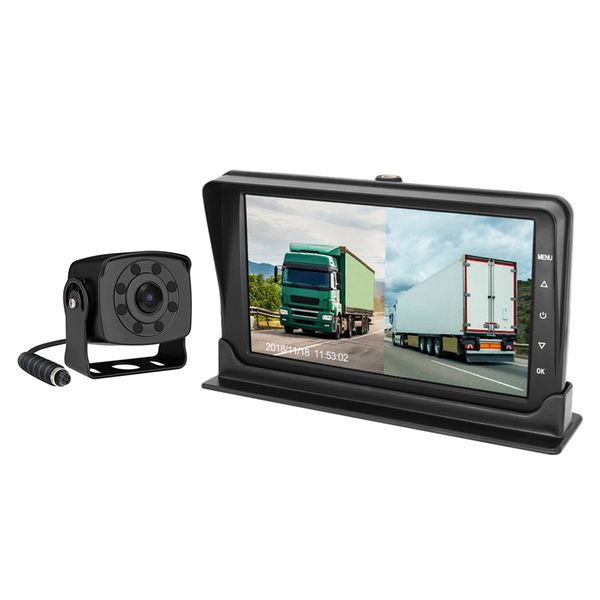 

1080p hd vehicle trucks bus cameras dvr dual dash cams record 7 inch 12-35v g-sensor night vision reverse camera led monitor car