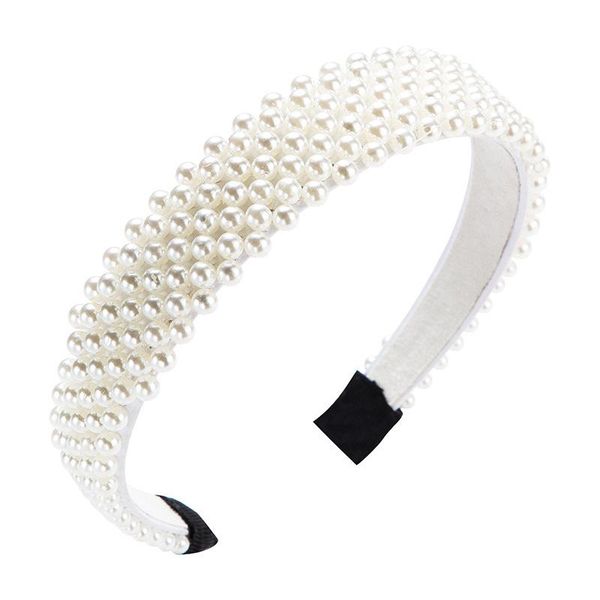 

girls hairpins full pearl emperament wild hair ring headband charming bridal hair hoop fashion hair accessories for women, Black;brown