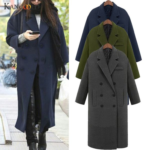 

kancoold autumn new women's casual trench coat oversize double breasted vintage washed outwear loose clothing coat women, Black
