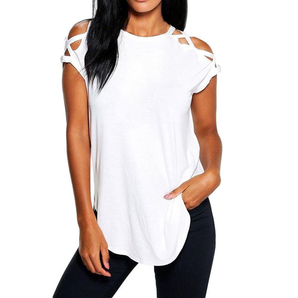 

women tie knot hem blouse ladies solid short sleeve females plus size summer shirt pullover bandage modis roupa feminina, White