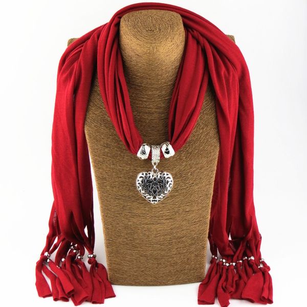 

2017 autumn women heart silk scarf statement necklace boho handmade collar choker maxi necklaces & pendants big jewelry