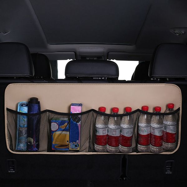 

pu leather car rear seat back storage bag multi-functional car trunk organizer auto stowing tidying interior accessories