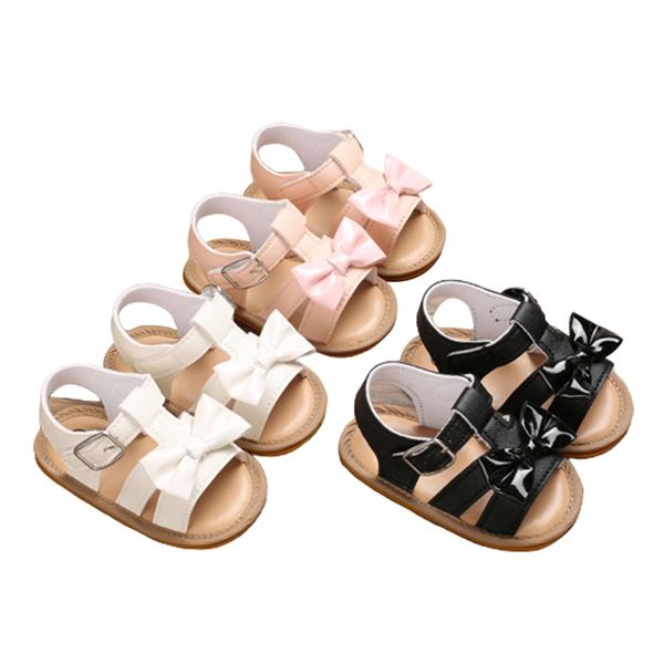 

2020 children baby kids boys girls shoes non-slip cute pu leather bowknot toddlers newborn princess infantil sandals, Black;red
