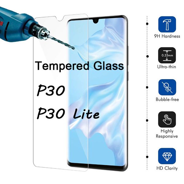 

9h toughed protective glass for huawei p30 screen protecto transparent front film cover glass for p30 lite
