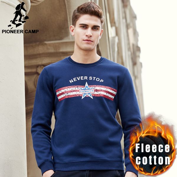 

pioneer camp new 2016 autumn spring fashion brand mens hoodies casual thicken fleece male pullover sweatshirt 566901, Black