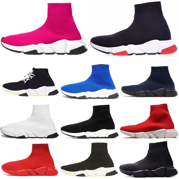 

2020 designer sock shoes women men speed trainer lace-up triple black white red volt flat boots luxury mens sports casual sneakers 36-45
