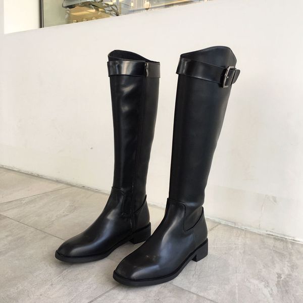 

knight boots woman england 2019 increase handsome side high boots coarse with with overknee, Black