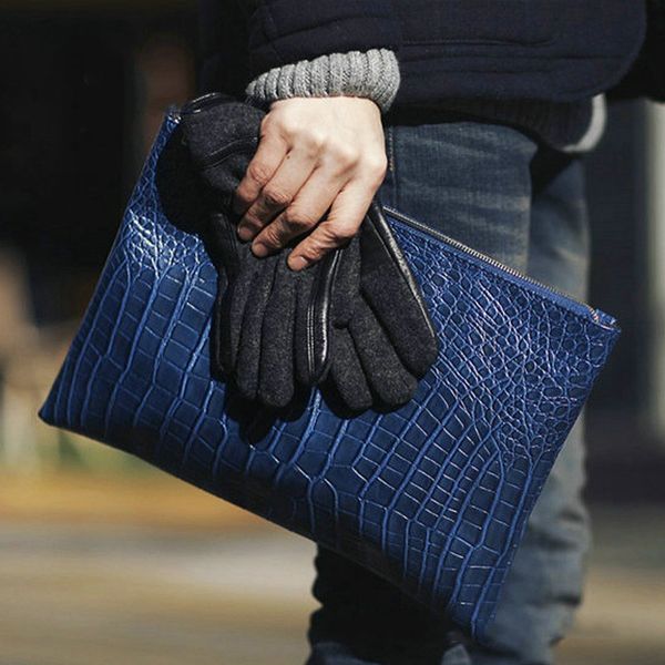 

the new european and american crocodile pattern bag bag men's hand retro briefcase envelope shoulder