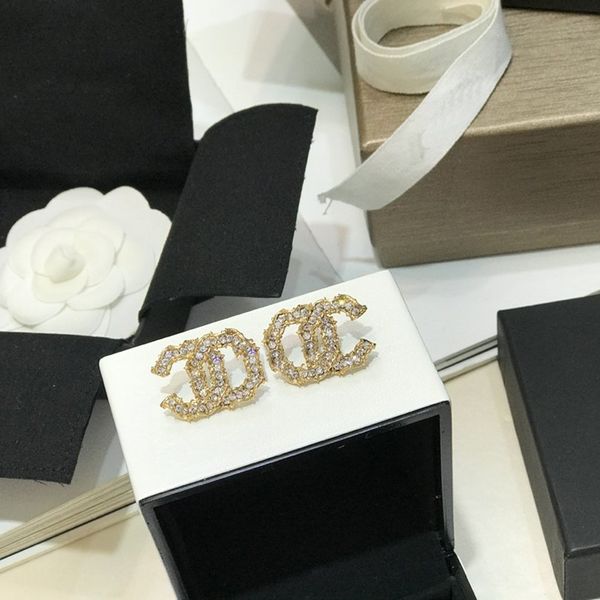 

c2039 brass golden plated monogram earrings popular exquisite compact cubic zircon fashion earrings factory direct sales, Golden;silver
