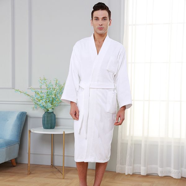 

men's sleepwear bathrobe 100% cotton bath robe full sleeve kimono men terry dressing gown plus size pijamas women thick, Black;brown