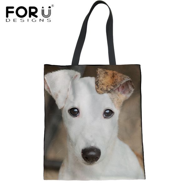 

forudesigns fashion ladies large shopping bag kawaii animal whippet dog 3d pattern green reusable grocery bag casual beach bolsa