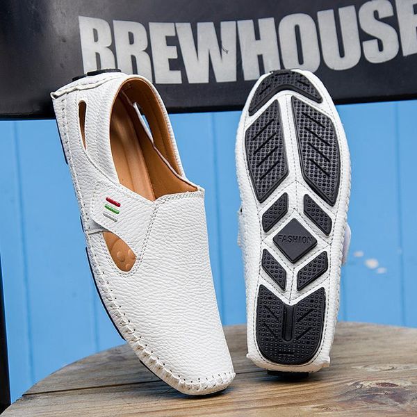 

new 2019 summer breathable shoes men genuine leather loafers brand design handmade men flats soft leather moccasins boat