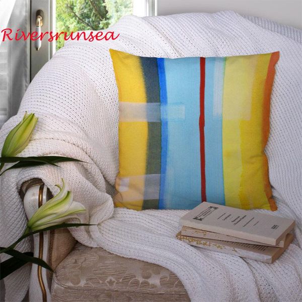 

hand painted color geometric pattern cushion square simple graffiti abstract creative sofa car back pillow for modern home decor