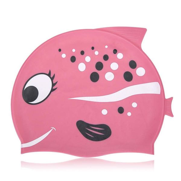 

genuine product silica gel small fish swimming cap swimming cap waterproof earmuff cartoon swimming cap cute pattern children's