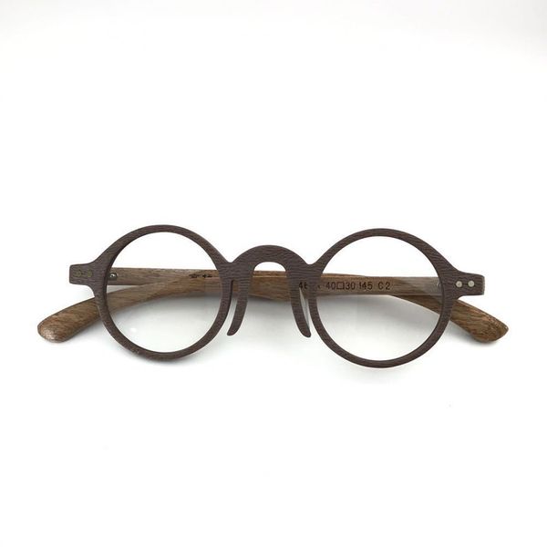 Óculos de prescrição Atacado-Retro Rodada Óculos Frames Mulheres Homens Handmade vidro óptico Vintage Madeira Espetáculos Miopia