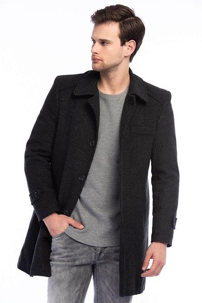 

dewberry men patterned anthracite overcoat-102000107226, Black;brown