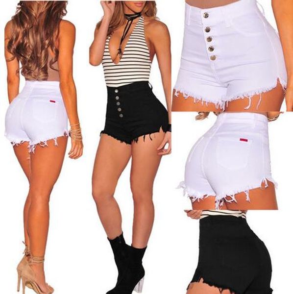 

женщины девушки дамы шорты повседневная высокая талия короткие джинсы рваные джинсовые шорты женские летние, Black