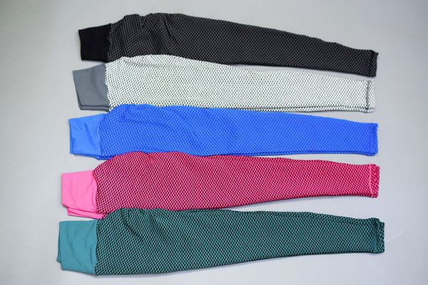 

2019 sports super elastic knitting honeycomb yoga leggings push up hip women high waist pants fitness gym female pants, White;red