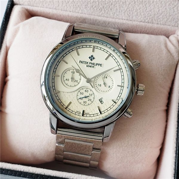 

casual fashion multi-function men's watch multi-time zone automatic date quartz watch, Slivery;brown