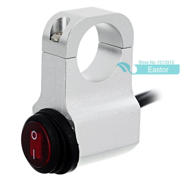 

12v 16a waterproof motorcycle switch cnc aluminium alloy handlebar headlight switch and 3 wires with red led light sliver