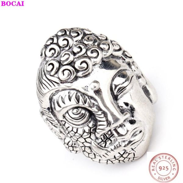 

cluster rings bocai s925 pure silver buddha's for men 2021 male ring creative buddha and devil's good evil thai, Golden;silver