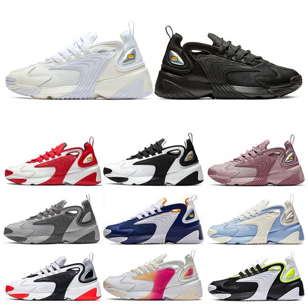 

triple black m2k tekno zoom 2k men women running shoes cream white race red royal blue sports sneakers mens trainers size 36-45, White;red