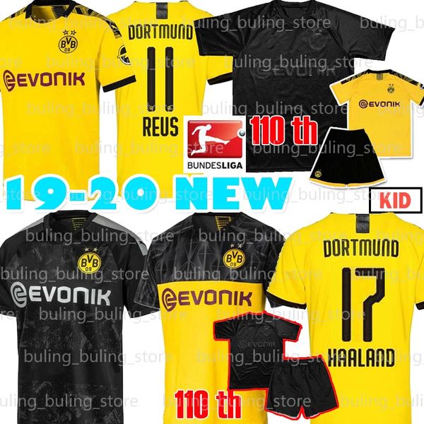 

11 reus jersey 19 20 bvb borussia dortmund soccer jerseys 17 haaland 7 sancho 10 m.gotze paco alcacer hummels brandt home football, Black;yellow