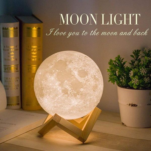 

creative 3d print rechargeable moon lamp led night light 3 colors touch switch moon light for bedroom decoration birthday gift