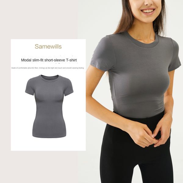

183 modal short-sleeved female 2020 female short-sleeved t- round neck slim t- shirt shirt women's wear, White