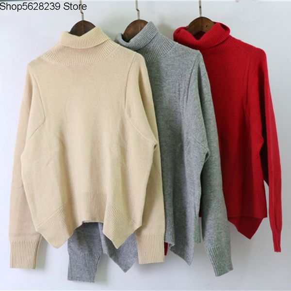 

bc lady goat fluff clothing loose pullover lazy pack gao collar long sleeve 100 pure cashmere, White;black