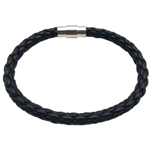 

fashion black pu leather rope bracelet simple bangle magnetic clasp decorative bracelets for women men, Golden;silver