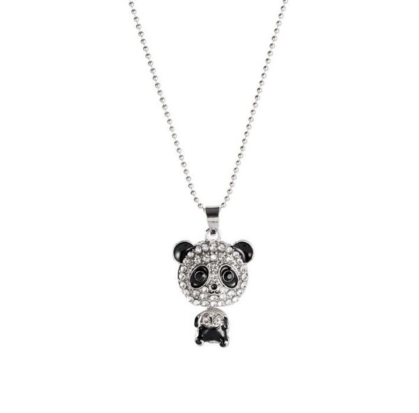 Longo Flash Diamante Big Head Panda Panda Pingente Long Colar Feminino Camisola Chain WY1019