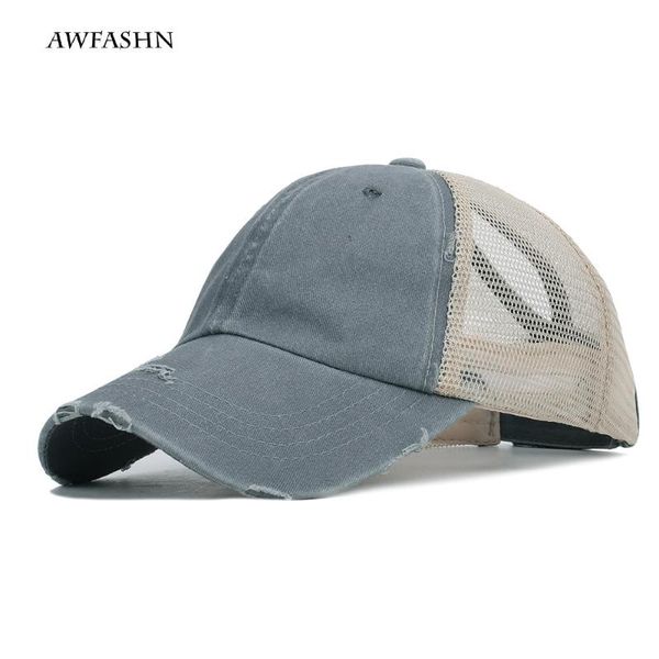 

baseball cap ladies baseball cap spring summer retro old hole breathable mesh sun hat new hot, Blue;gray