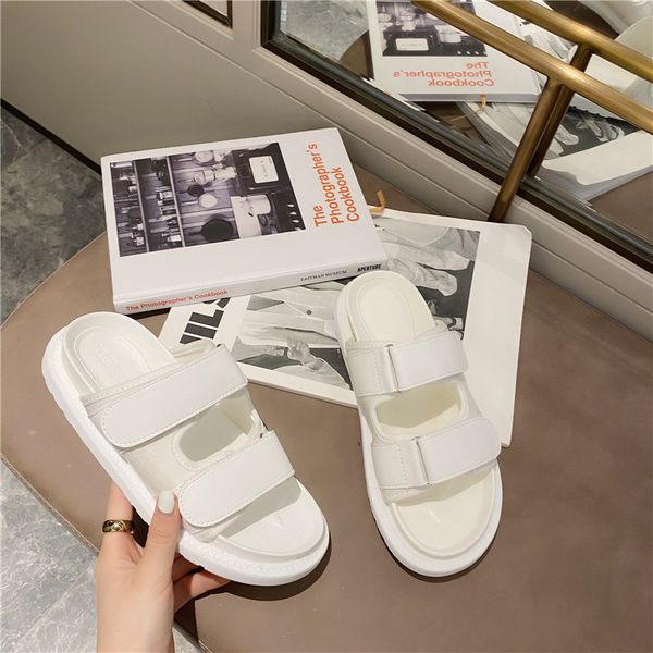 

med female shoes slippers casual summer woman slides platform sneaker women home 2020 soft luxury beach flat fashion, Black