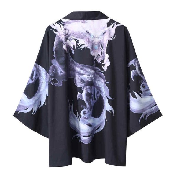

japanese japanese men shirt summer half sleeves cardigan blouse dragon kimono mens womens blouse yukata outwear camisa 2020, White;black