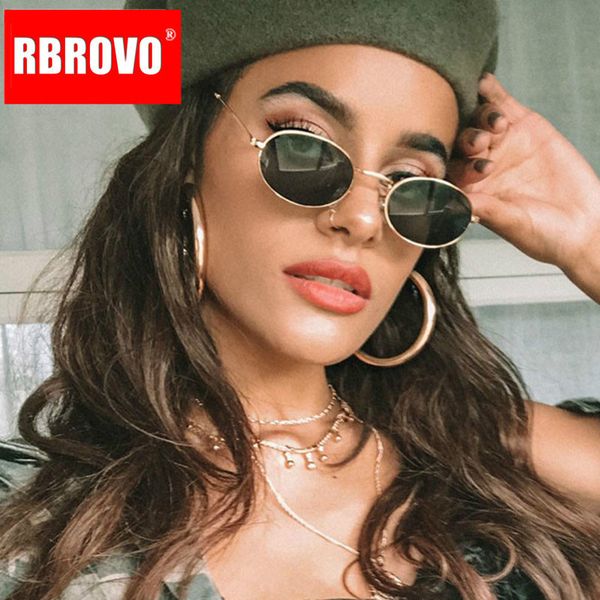 

rbrovo 2019 luxury oval sunglasses women classic alloy glasses street beat shopping mirror vintage gafas uv400, White;black