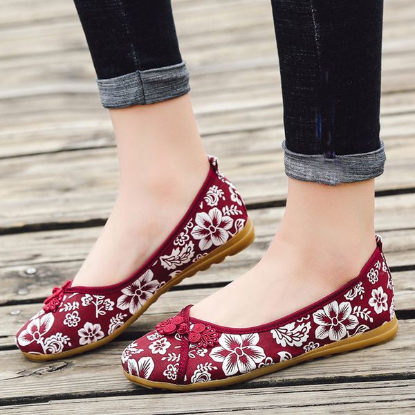 

muqgew women flat shoes summer casual footwear ladies floral round toe flat loafers comfortable plus size canvas shoes female, Black