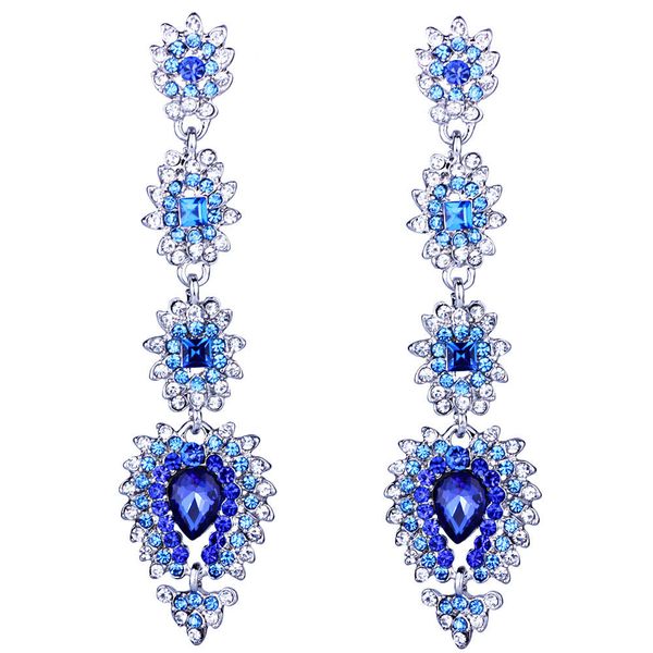 

farlena jewelry eagle crystal bridal drop long earrings with stones for women silver plated heart party wedding jewelry, Golden